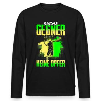 Federball Badminton Suche Gegner Keine Opfer - Männer Premium Bio Langarmshirt - Schwarz - Vorne - Nico (187cm)