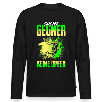 Suche Gegner Keine Opfer Basketball - Männer Premium Bio Langarmshirt - Schwarz - Vorne - Nico (187cm)