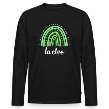 Green Rainbow Twelve Years 12th Birthday - Men's Premium Organic Long Sleeve Shirt - black - Front - Nico (187cm)