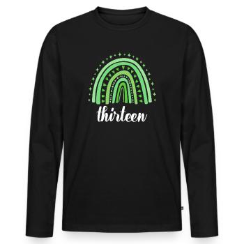 Green Rainbow Treize ans 13e anniversaire - T-shirt manches longues Premium bio Homme - noir - Devant - Nico (187cm)