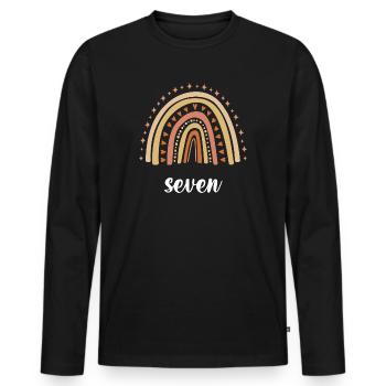 Orange Rainbow Seven Years 7th Birthday - Men's Premium Organic Long Sleeve Shirt - black - Front - Nico (187cm)