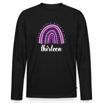 Purple Rainbow Treize ans 13e anniversaire - T-shirt manches longues Premium bio Homme - noir - Devant - Nico (187cm)
