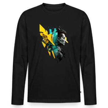 cyber punk No103 - Männer Premium Bio Langarmshirt - Schwarz - Vorne - Nico (187cm)
