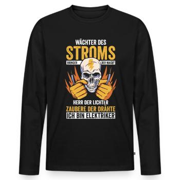 Elektriker Wächter des Stroms - Männer Premium Bio Langarmshirt - Schwarz - Vorne - Nico (187cm)