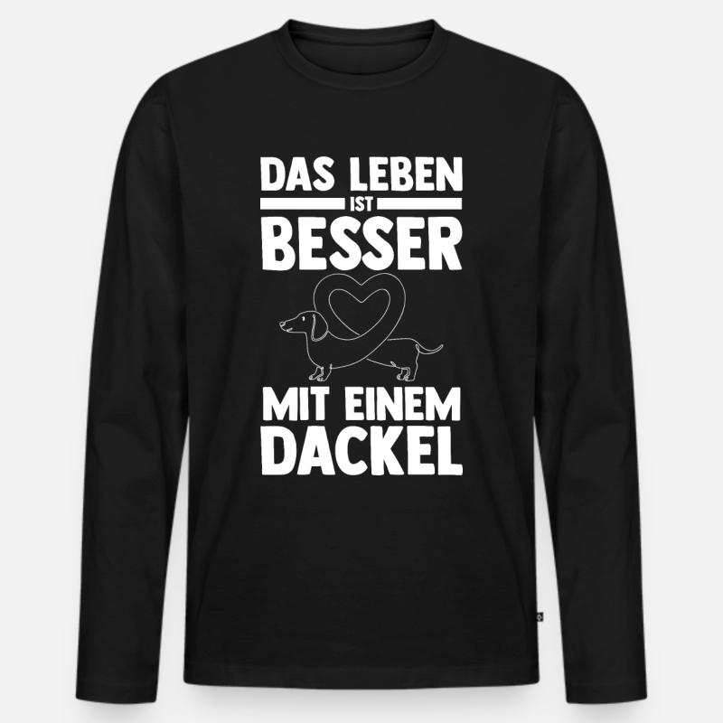 Hund Dackel - Männer Premium Bio Langarmshirt - Schwarz