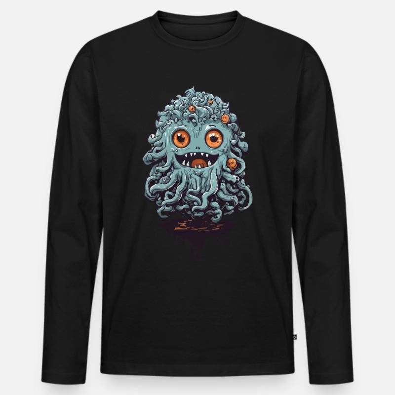 Süßes Tentakel Monster an Halloween - Männer Premium Bio Langarmshirt - Schwarz