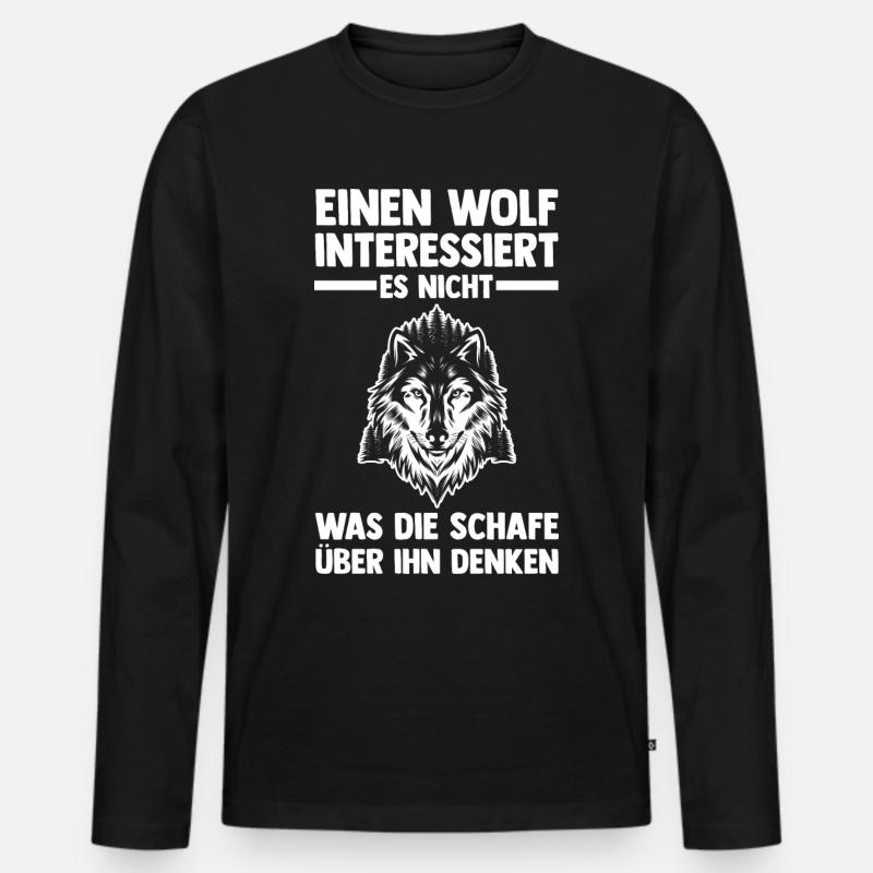 Tier Waldtier Wolf - Männer Premium Bio Langarmshirt - Schwarz