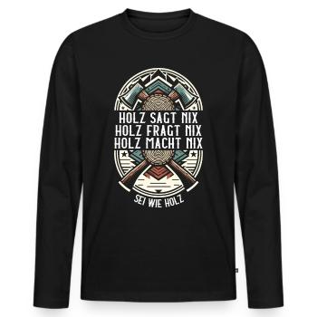 Holz Holzfäller Forstwirtschaft Geschenk - Männer Premium Bio Langarmshirt - Schwarz - Vorne - Nico (187cm)