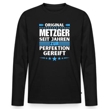 Boucher affiné à la perfection - T-shirt manches longues Premium bio Homme - noir - Devant - Nico (187cm)