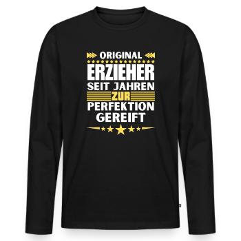 Educators Matured to Perfection - Men's Premium Organic Long Sleeve Shirt - black - Front - Nico (187cm)
