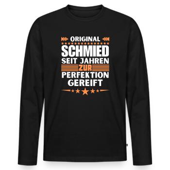 Blacksmith matured to perfection - Men's Premium Organic Long Sleeve Shirt - black - Front - Nico (187cm)