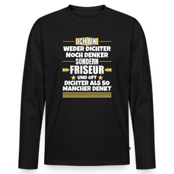 Ni poète ni penseur, mais coiffeur - T-shirt manches longues Premium bio Homme - noir - Devant - Nico (187cm)