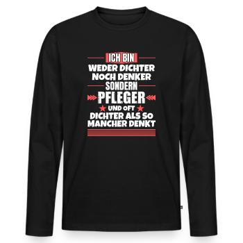 Ni poète ni penseur, mais infirmière - T-shirt manches longues Premium bio Homme - noir - Devant - Nico (187cm)
