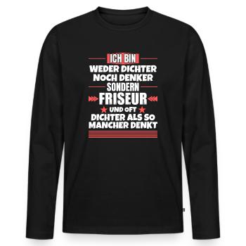 Ni poète ni penseur, mais coiffeur - T-shirt manches longues Premium bio Homme - noir - Devant - Nico (187cm)