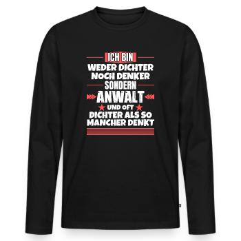 Ni poète ni penseur, mais juriste - T-shirt manches longues Premium bio Homme - noir - Devant - Nico (187cm)