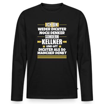 Ni poète ni penseur, mais serveur - T-shirt manches longues Premium bio Homme - noir - Devant - Nico (187cm)