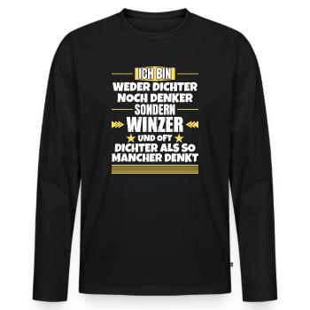 Neither poets nor thinkers, but winemakers - Men's Premium Organic Long Sleeve Shirt - black - Front - Nico (187cm)