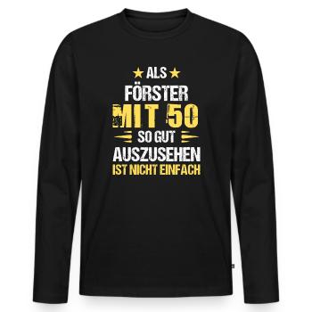 At 50, good-looking forester - Men's Premium Organic Long Sleeve Shirt - black - Front - Nico (187cm)