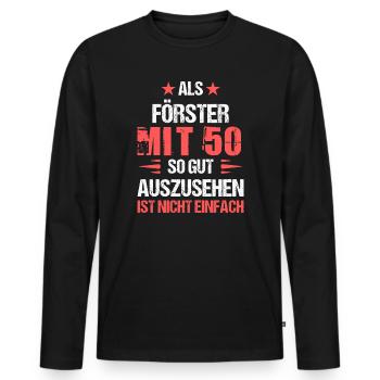 At 50 handsome forester - Men's Premium Organic Long Sleeve Shirt - black - Front - Nico (187cm)