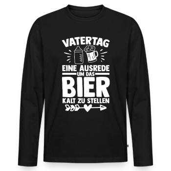 Papa Bier Vater Vatertag - Männer Premium Bio Langarmshirt - Schwarz - Vorne - Nico (187cm)