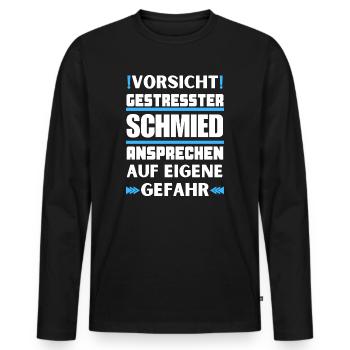 Ne parlez pas à un forgeron stressé ! - T-shirt manches longues Premium bio Homme - noir - Devant - Nico (187cm)