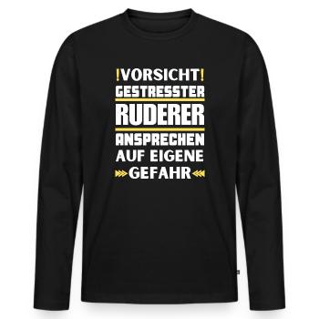 Ne parlez pas aux rameurs stressés ! - T-shirt manches longues Premium bio Homme - noir - Devant - Nico (187cm)