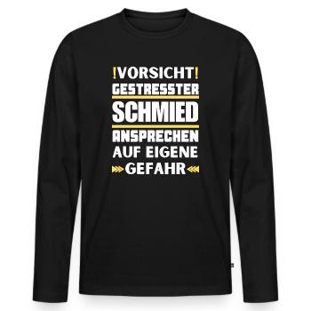 Don't talk to stressed blacksmith! - Men's Premium Organic Long Sleeve Shirt - black - Front - Nico (187cm)
