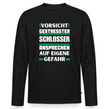 Ne parlez pas à des serruriers stressés ! - T-shirt manches longues Premium bio Homme - noir - Devant - Nico (187cm)