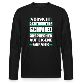 Ne parlez pas à un forgeron stressé ! - T-shirt manches longues Premium bio Homme - noir - Devant - Nico (187cm)
