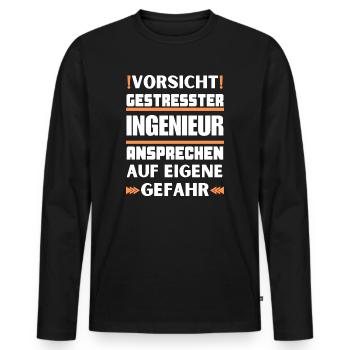 Don't talk to stressed engineer! - Men's Premium Organic Long Sleeve Shirt - black - Front - Nico (187cm)