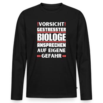 Ne parlez pas à un biologiste stressé ! - T-shirt manches longues Premium bio Homme - noir - Devant - Nico (187cm)