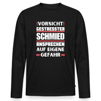 Ne parlez pas à un forgeron stressé ! - T-shirt manches longues Premium bio Homme - noir - Devant - Nico (187cm)