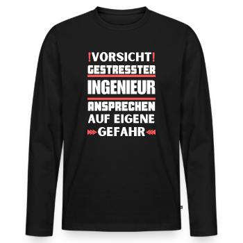 Don't talk to stressed engineer! - Men's Premium Organic Long Sleeve Shirt - black - Front - Nico (187cm)