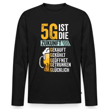 5G ist die Zukunft Biertrinker Bierliebhaber - Männer Premium Bio Langarmshirt - Schwarz - Vorne - Nico (187cm)