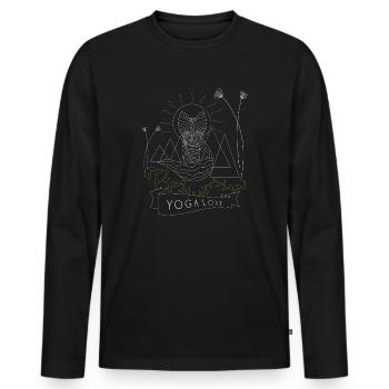 Fox Yoga retro - Men's Premium Organic Long Sleeve Shirt - black - Front - Nico (187cm)