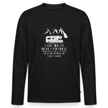 Camping Tour Wohnwagen Geld macht nicht glücklich - Männer Premium Bio Langarmshirt - Schwarz - Vorne - Nico (187cm)