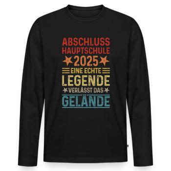 Abschluss Hauptschule 2025 Legende Gelände - Männer Premium Bio Langarmshirt - Schwarz - Vorne - Nico (187cm)