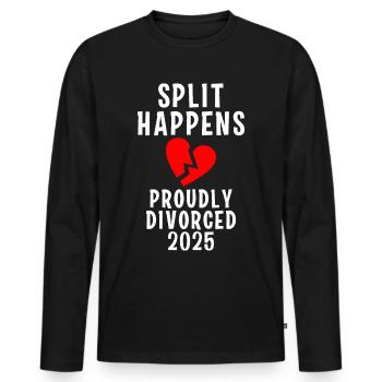 Frisch geschieden Spruch lustig Scheidung 2025 - Männer Premium Bio Langarmshirt - Schwarz - Vorne - Nico (187cm)
