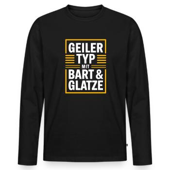 Typ mit Bart und Glatze, Männer Haarausfall Glatze - Männer Premium Bio Langarmshirt - Schwarz - Vorne - Nico (187cm)