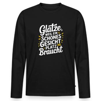 Frisur Glatze Haarausfall, Lustiges Glatzenträger - Männer Premium Bio Langarmshirt - Schwarz - Vorne - Nico (187cm)