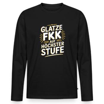 Glatze Frisur Haarausfall, Lustiges Glatzenträger - Männer Premium Bio Langarmshirt - Schwarz - Vorne - Nico (187cm)