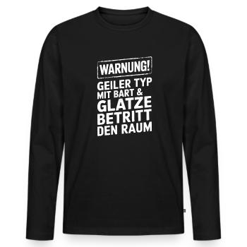 Glatze Frisur Haarausfall, Glatzenträger - Männer Premium Bio Langarmshirt - Schwarz - Vorne - Nico (187cm)