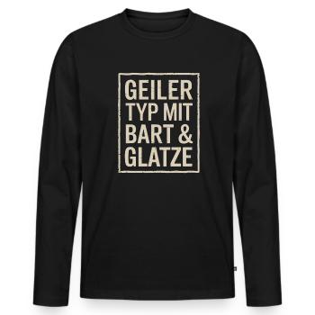 Glatze Frisur Haarausfall, Lustiges Glatzenträger - Männer Premium Bio Langarmshirt - Schwarz - Vorne - Nico (187cm)