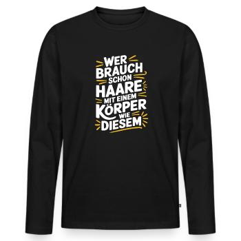 Haarausfall Glatze, Lustiges Glatzenträger - Männer Premium Bio Langarmshirt - Schwarz - Vorne - Nico (187cm)