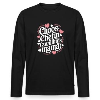Chaos Chefin Zwillingsmama Mama von Zwillingen - Männer Premium Bio Langarmshirt - Schwarz - Vorne - Nico (187cm)