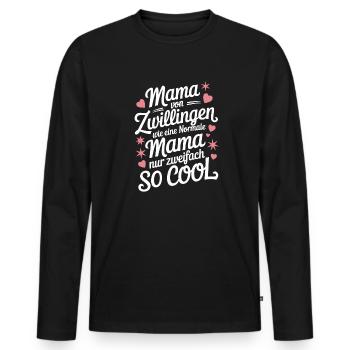 Zwillingsmama Zwillings Mutter Mama von Zwillingen - Männer Premium Bio Langarmshirt - Schwarz - Vorne - Nico (187cm)