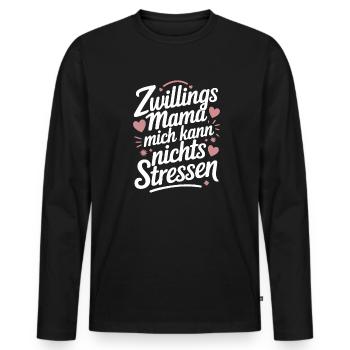 Zwillingsmama Mama von Zwillingen Zwillings Mutter - Männer Premium Bio Langarmshirt - Schwarz - Vorne - Nico (187cm)
