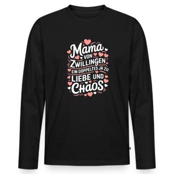 Mama von Zwillingen Zwillingsmama Zwillings Mutter - Männer Premium Bio Langarmshirt - Schwarz - Vorne - Nico (187cm)