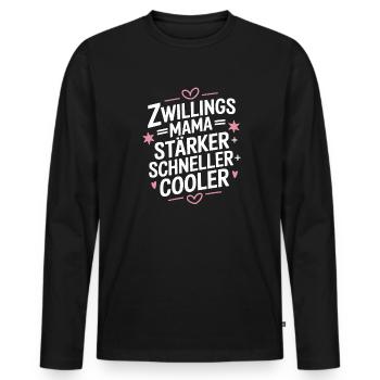 Zwillings Mutter Zwillingsmama Zwillinge Mama - Männer Premium Bio Langarmshirt - Schwarz - Vorne - Nico (187cm)