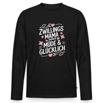 Zwillingsmama Zwillings Mutter, Mama von Zwillinge - Männer Premium Bio Langarmshirt - Schwarz - Vorne - Nico (187cm)